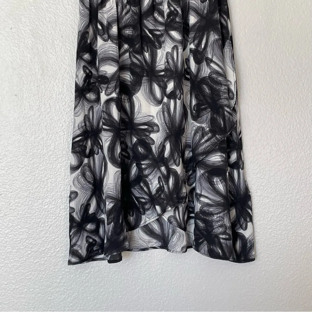 Alice + Olivia Aria Blouson Silk Abstract Floral Black/White Dress Size XS - Image 4