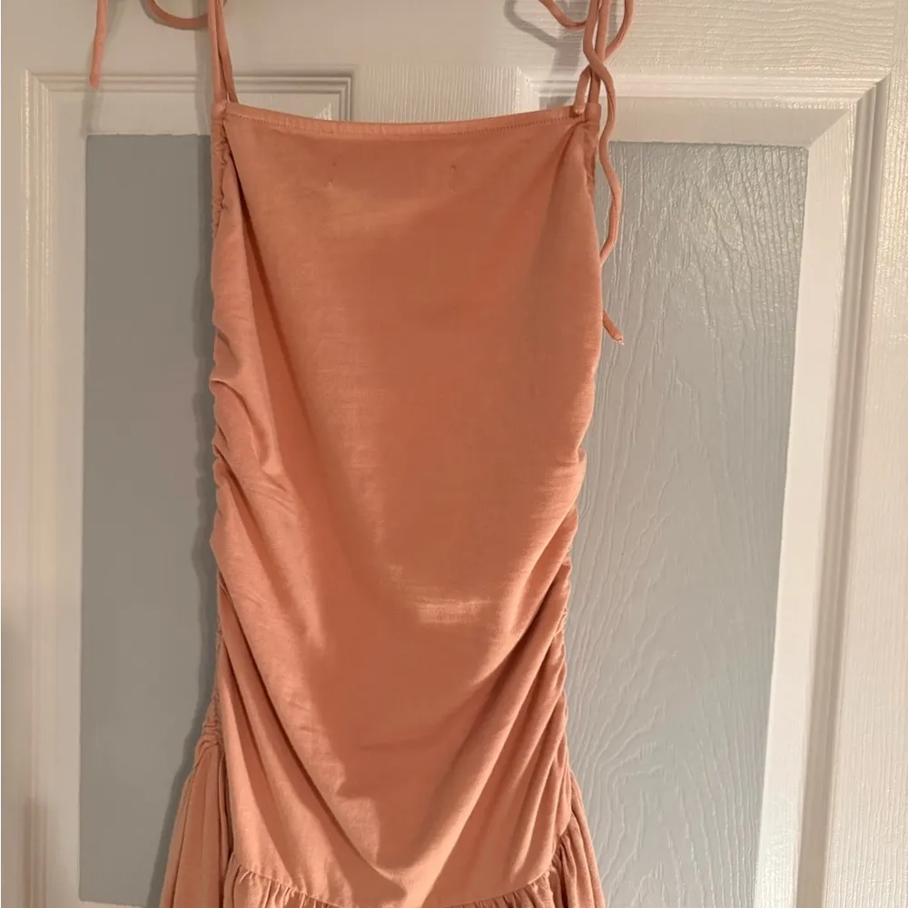 Free People Beach Free Est Liza Drop-Waist Midi Dress Ruched Bubble - Image 5