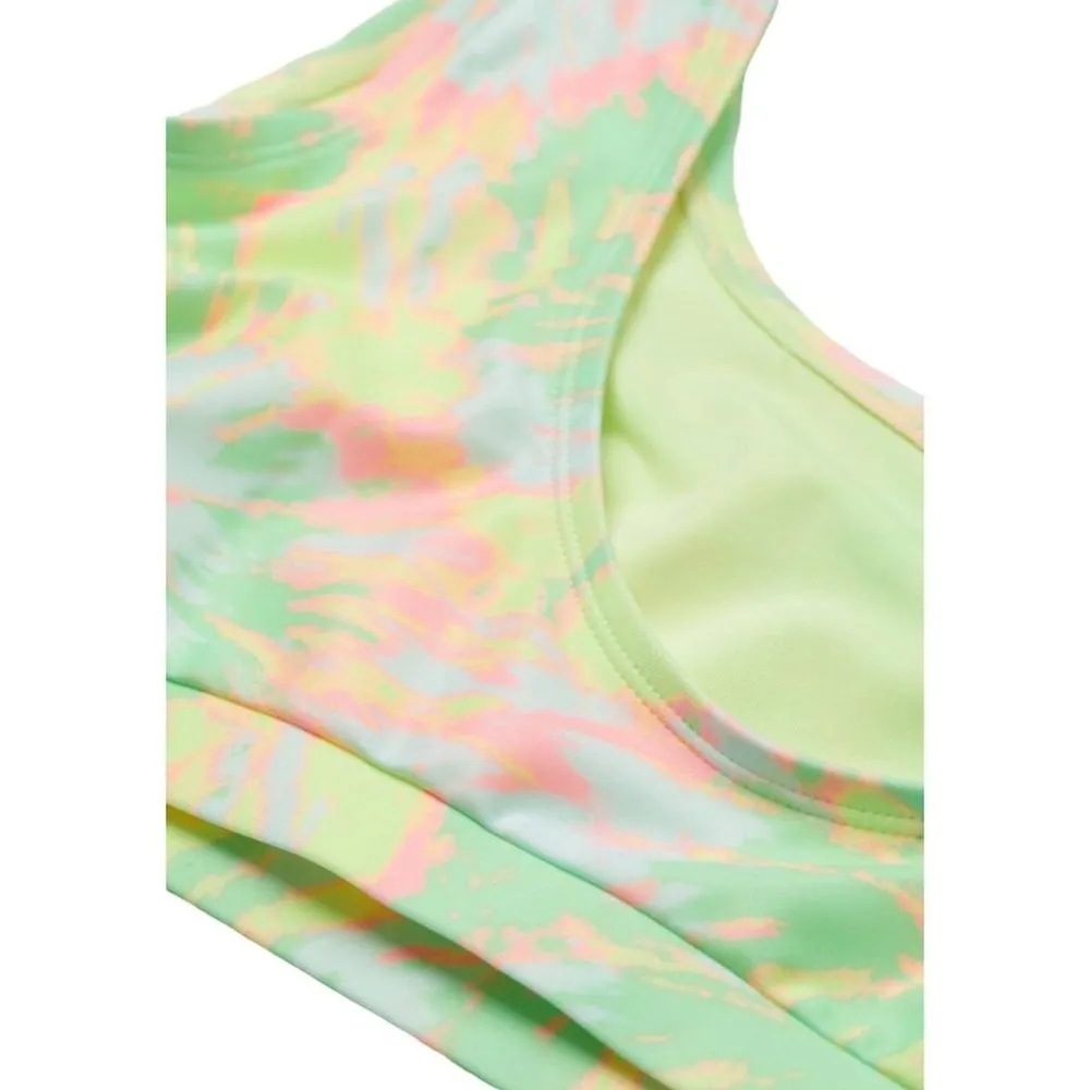 H & M Neon Green Yellow Burst Square Neckline Print Bikini Top Bathing Swim S - Image 4