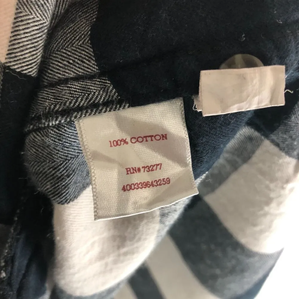 SO Juniors Flannel Shirt Dress Button Down Pockets Plaid Navy Blue White M - Image 4