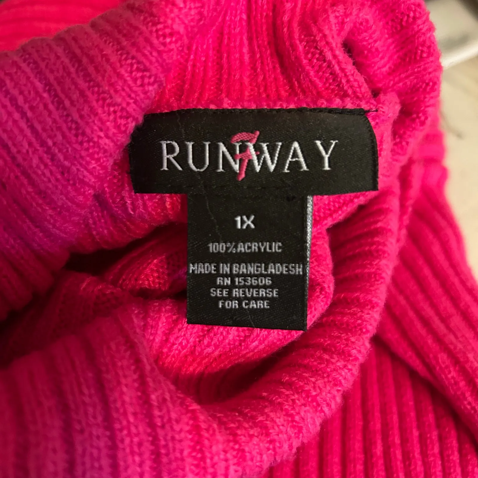 Sweater Turtleneck Fuchsia Crop Tie Sides Ribbed Knit Casual Bogo Runway 7 SZ 1X Pink - Image 8