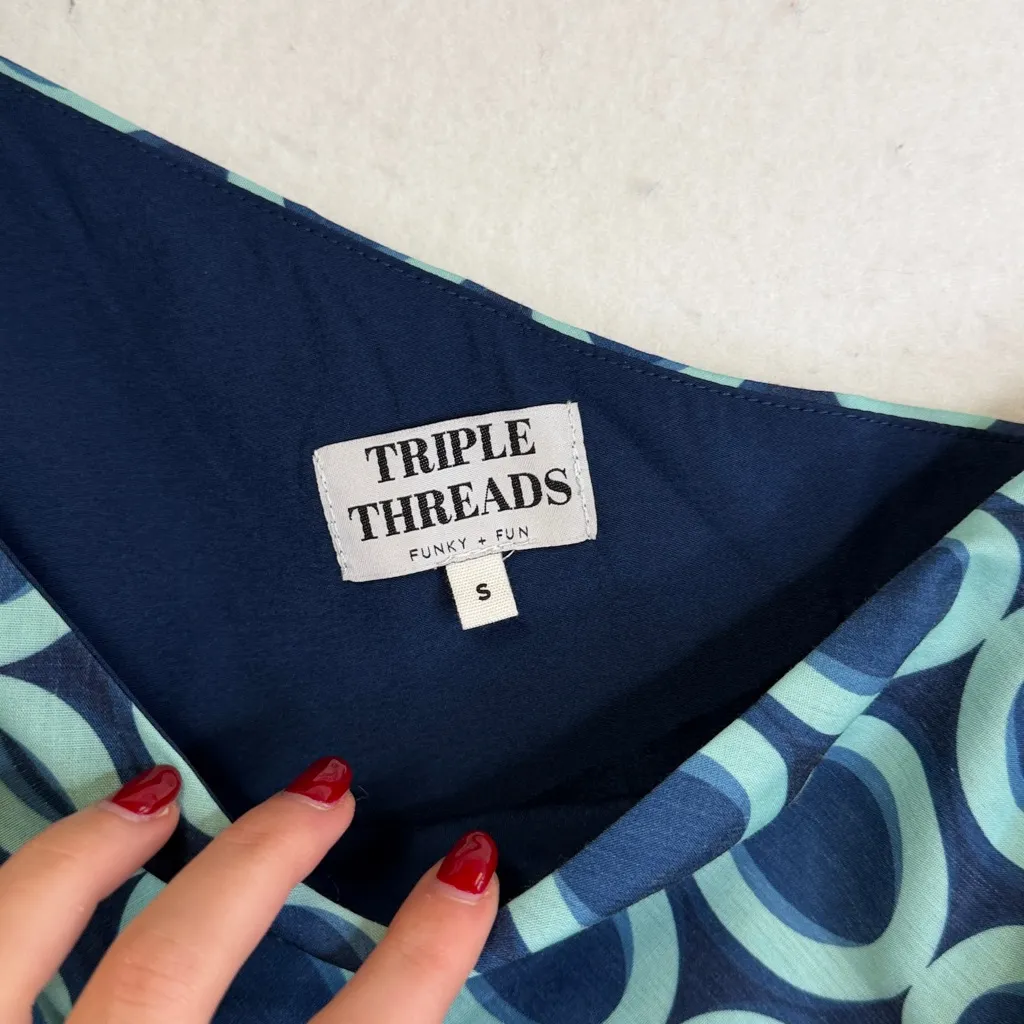 NWT Triple Threads Blue Multi Asymmetric Tie Top - Image 5