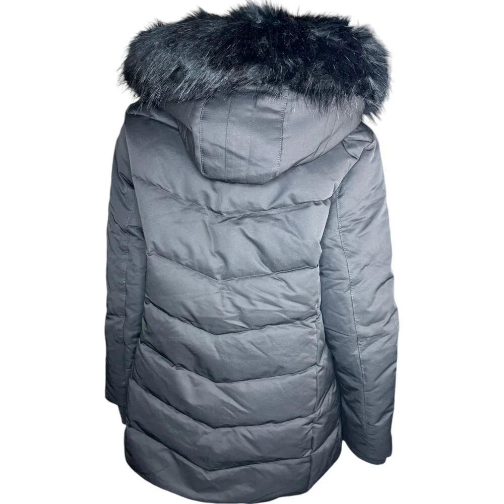 Women's Artic Expedition Curved Hem Down Parka with Detachable Hood Black Small - Image 7