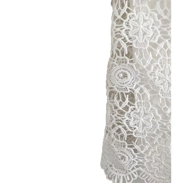 White Cotton Blouse with Floral Lace Bell Sleeve Romantic‎ Victorian Style Top Size M - Image 3