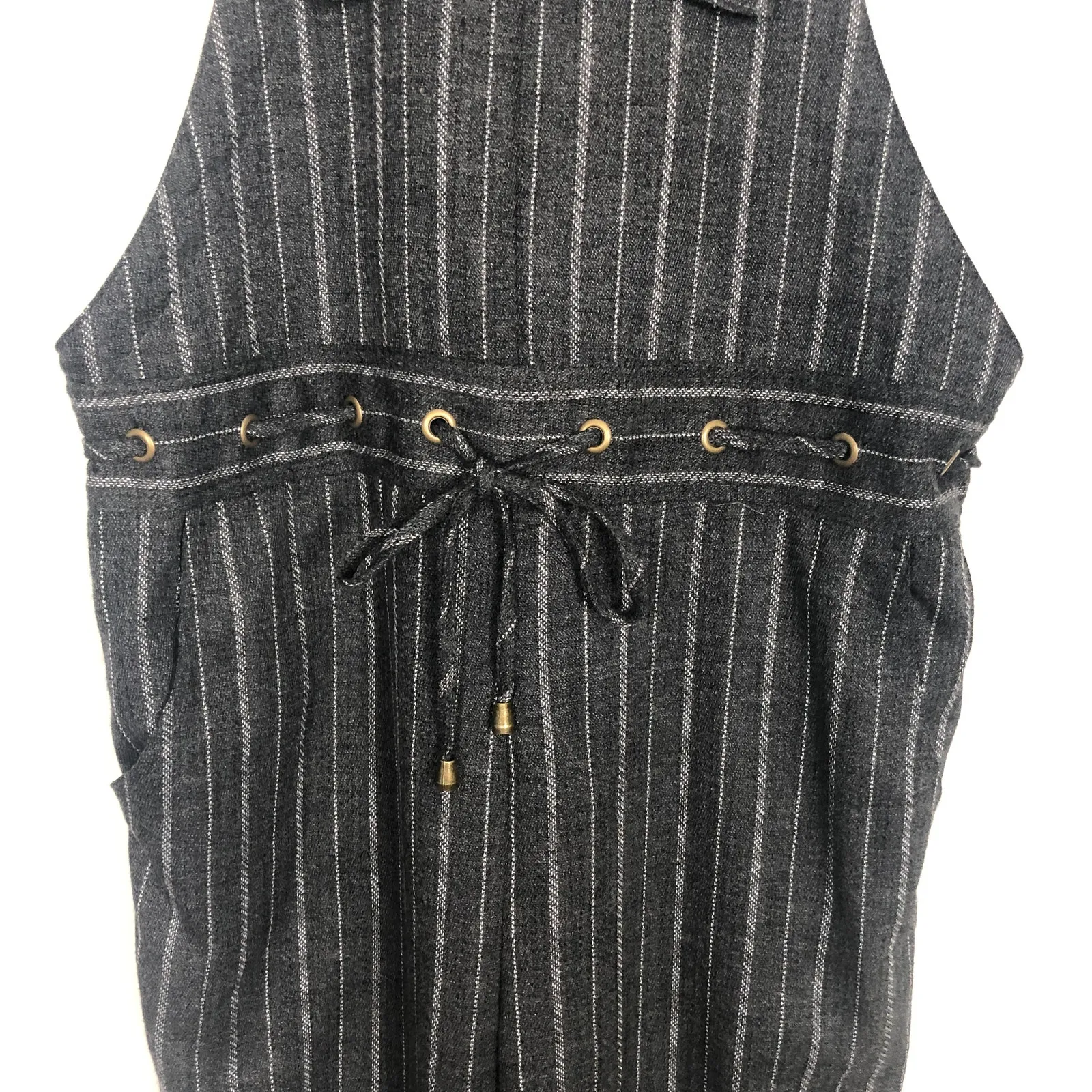 Black Pine Overalls Womens Small Cotton Dark Boho Barn Lumberjack Country Grunge Gray - Image 4