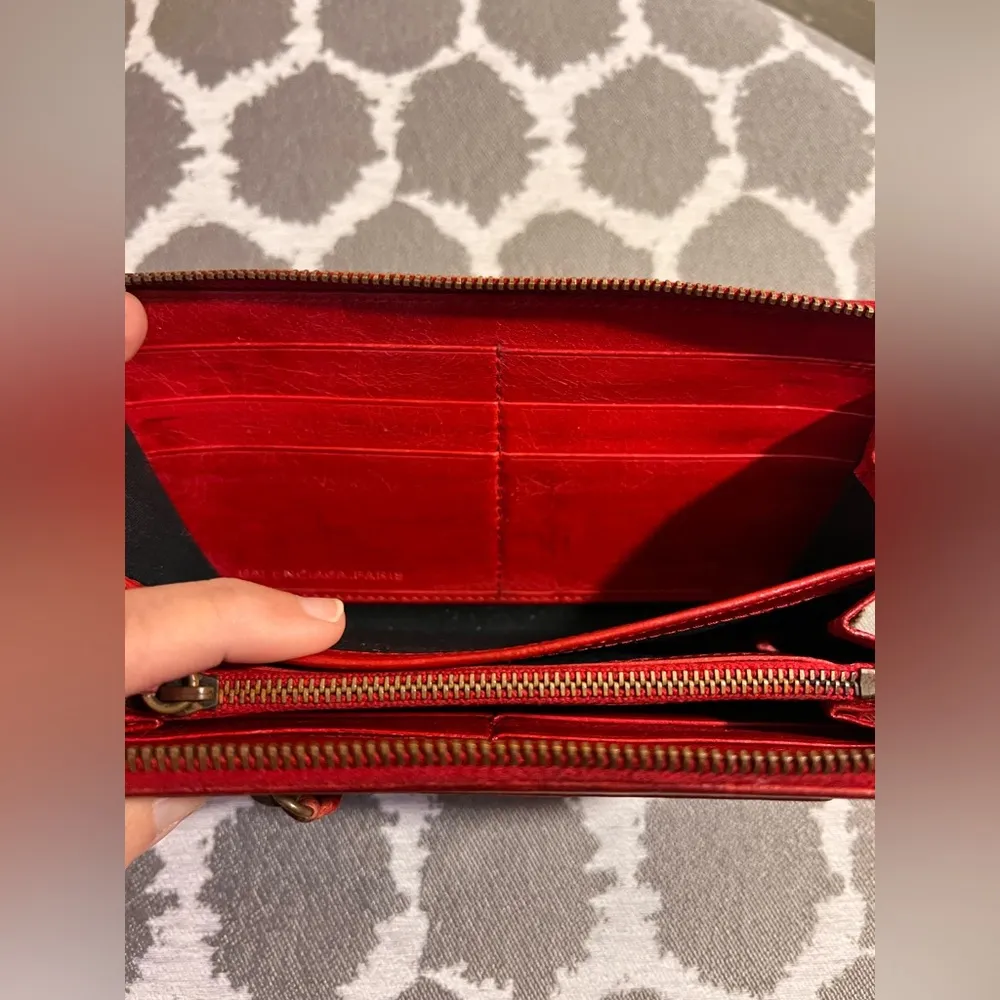 Balenciaga Paris Red Iconic Wallet luxury leather zip around luxury leather - Image 9