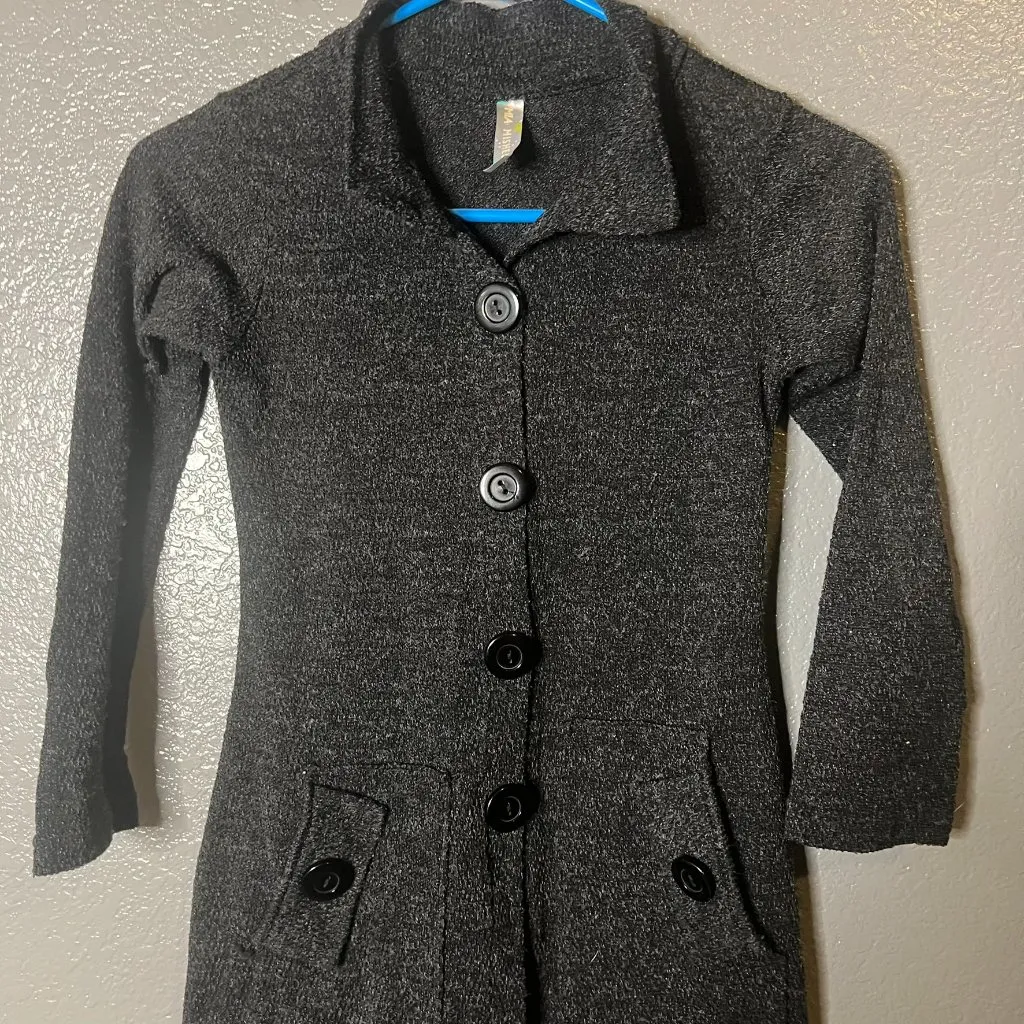 Charcoal Grey Knit Button - Image 2