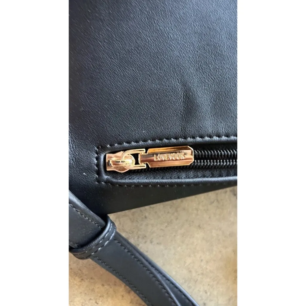 Vintage LOVEVOOK STYLISH DAY PACK Mini Backpack Black Leather Multi Pockets - Image 8