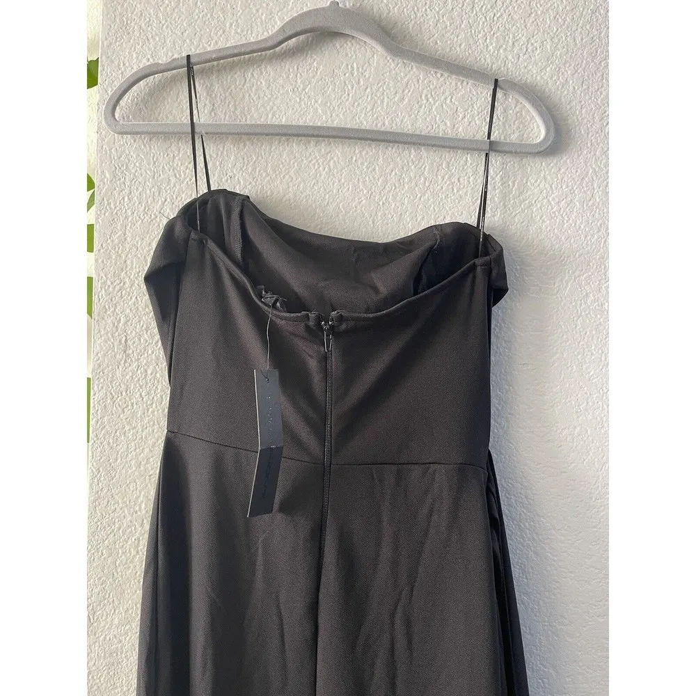 Symphony Women's Strapless Formal Dress Long Size Small Solid Black High Slit - Image 12