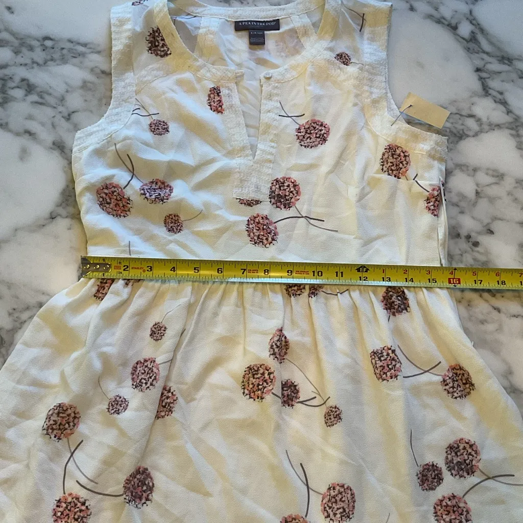 NWT Pea in the Pod Floral Sleeveless Empire Waist Maternity Ivory Pink Top Sz S - Image 4