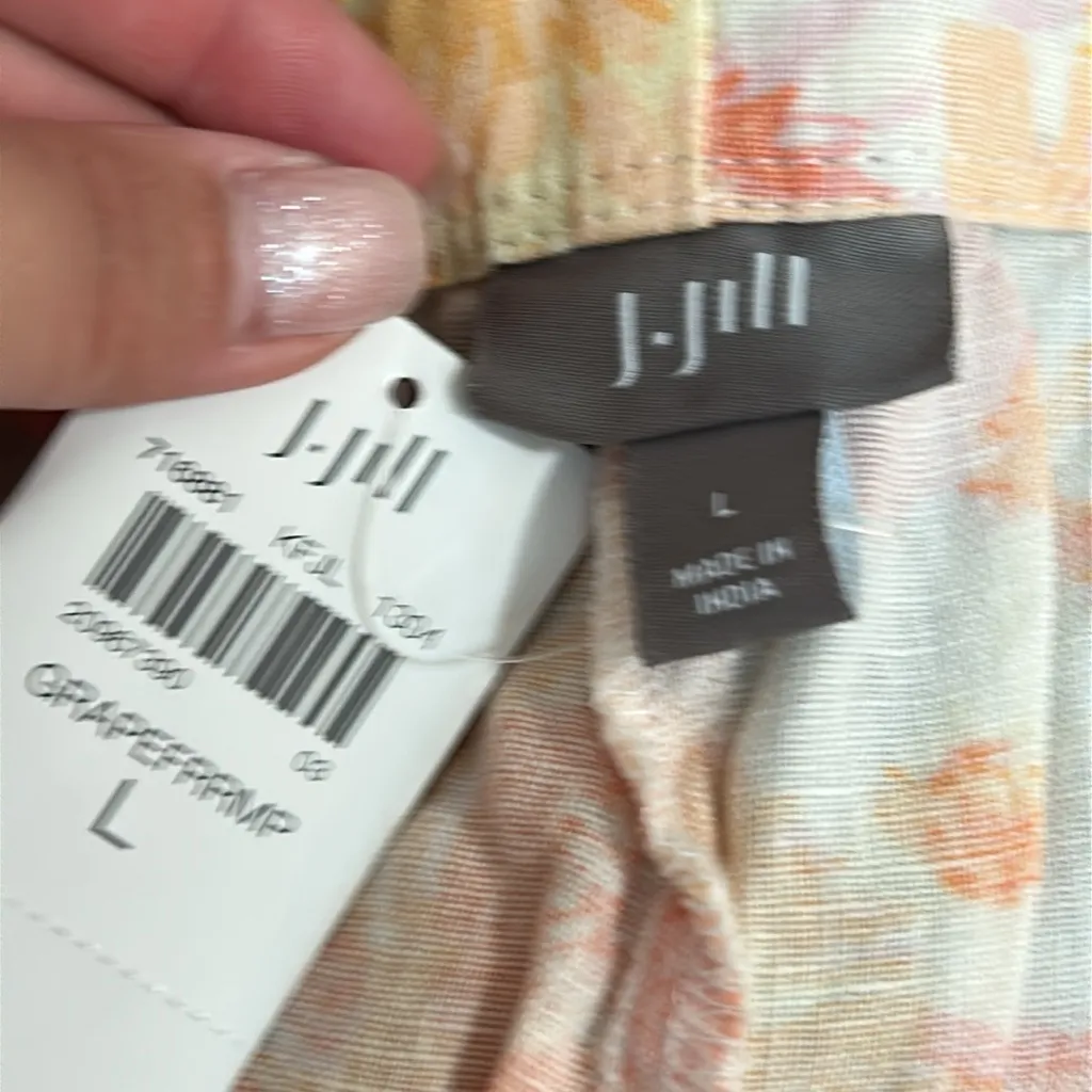 J JILL 100% LINEN CROPPED WIDE LEG‎ TROUSER BEACH PANT SIZE LARGE NWT - Image 3