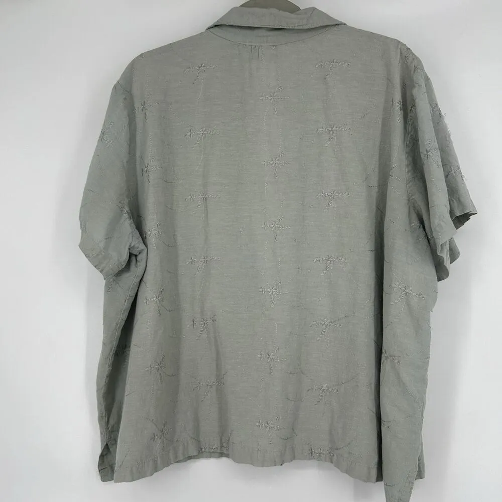 Vintage Jane Ashley Gray Button Up Shirt Floral Embroidered Pockets Size 3X - Image 6