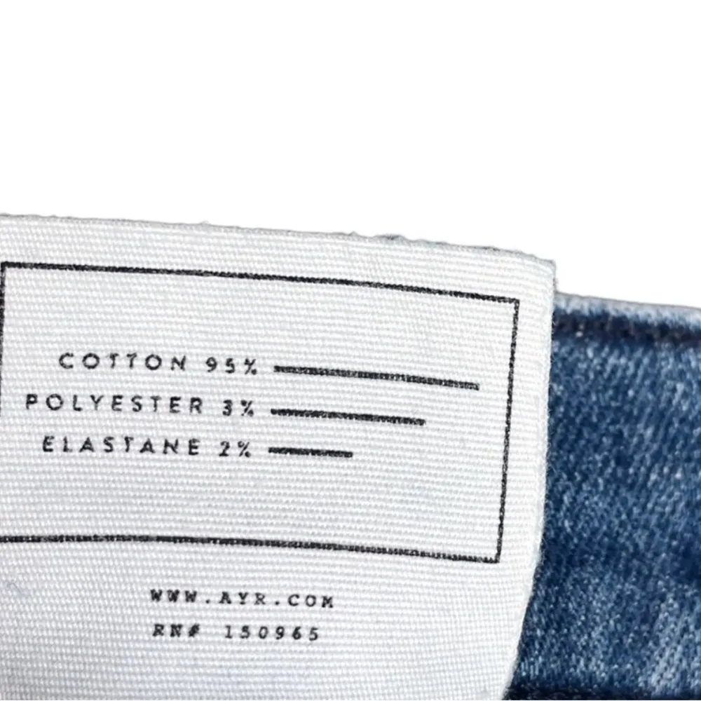 AYR Medium Blue Straight Leg The Pop Frayed Raw Hem Jeans 33 - Image 12