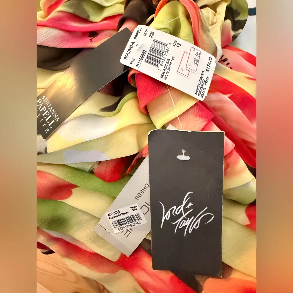 Adrianna Papell Vibrant Tiered Floral Midi Cocktail Dress NWT - Image 7