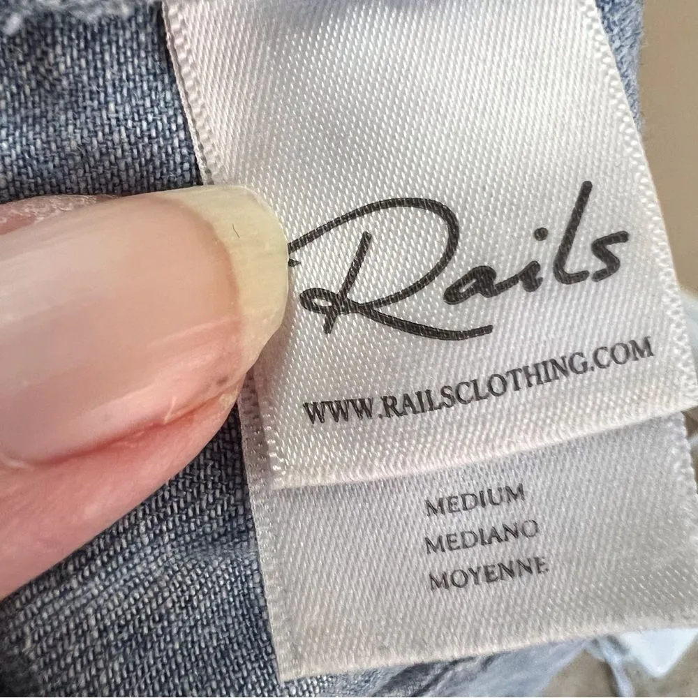 Rails Womens Chambray Comfy Pineapple Patterned Shorts Size Medium Denim Tie‎ - Image 8