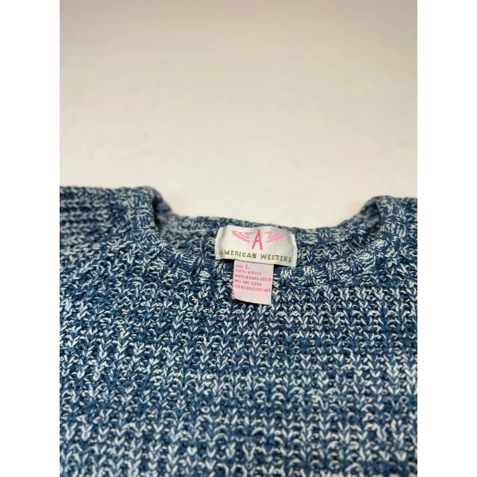 American Weekend Womens Blue Speckled Knit Sweater Size L Long Sleeve Crewneck Size L - Image 3