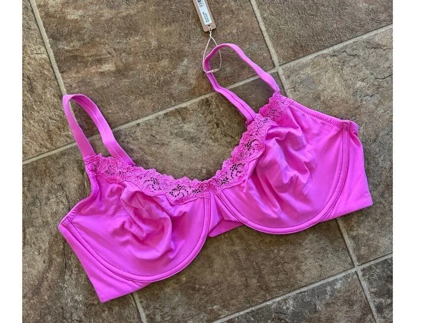Skims Fits Everybody Lace Underwire Bra Neon Orchid Size 40DD - Image 3