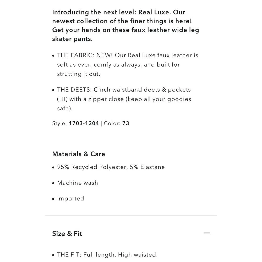 OFFLINE Aerie Real Luxe Faux Leather Wide Leg Pants Black Vegan Womens M New NWT - Image 14