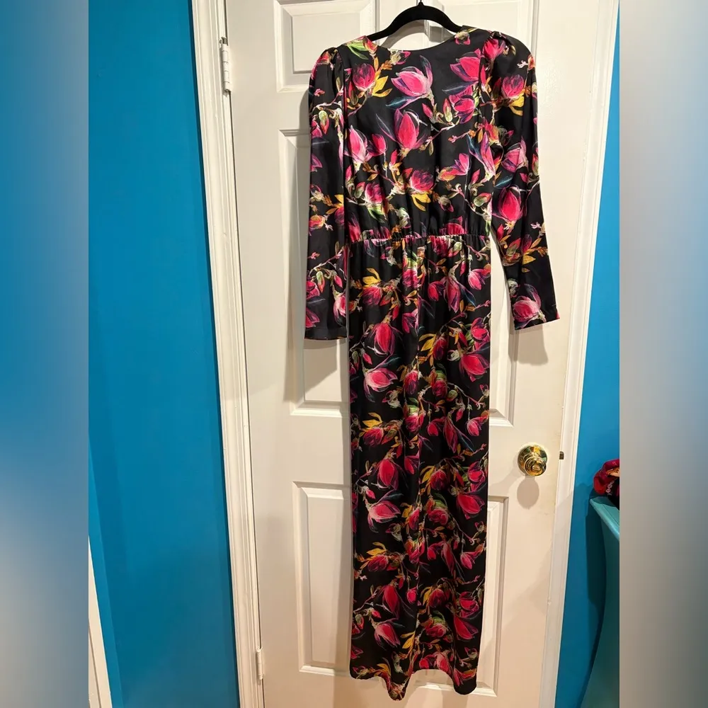 Delfi Collective Lindsey maxi floral gown dress long sleeve S Black - Image 7