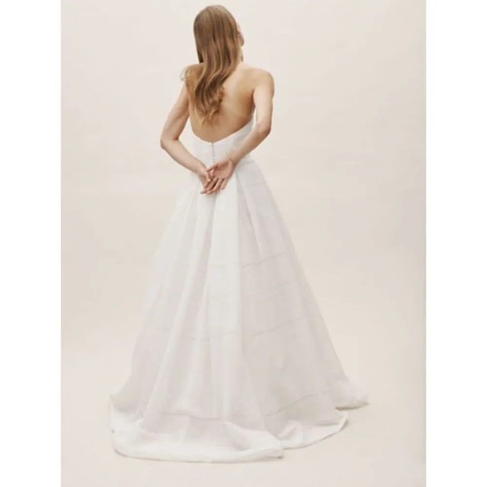 NEW BHLDN Whispers & Echoes Bellevue Ivory White Linen Wedding Bridal Gown Sz 12 - Image 14