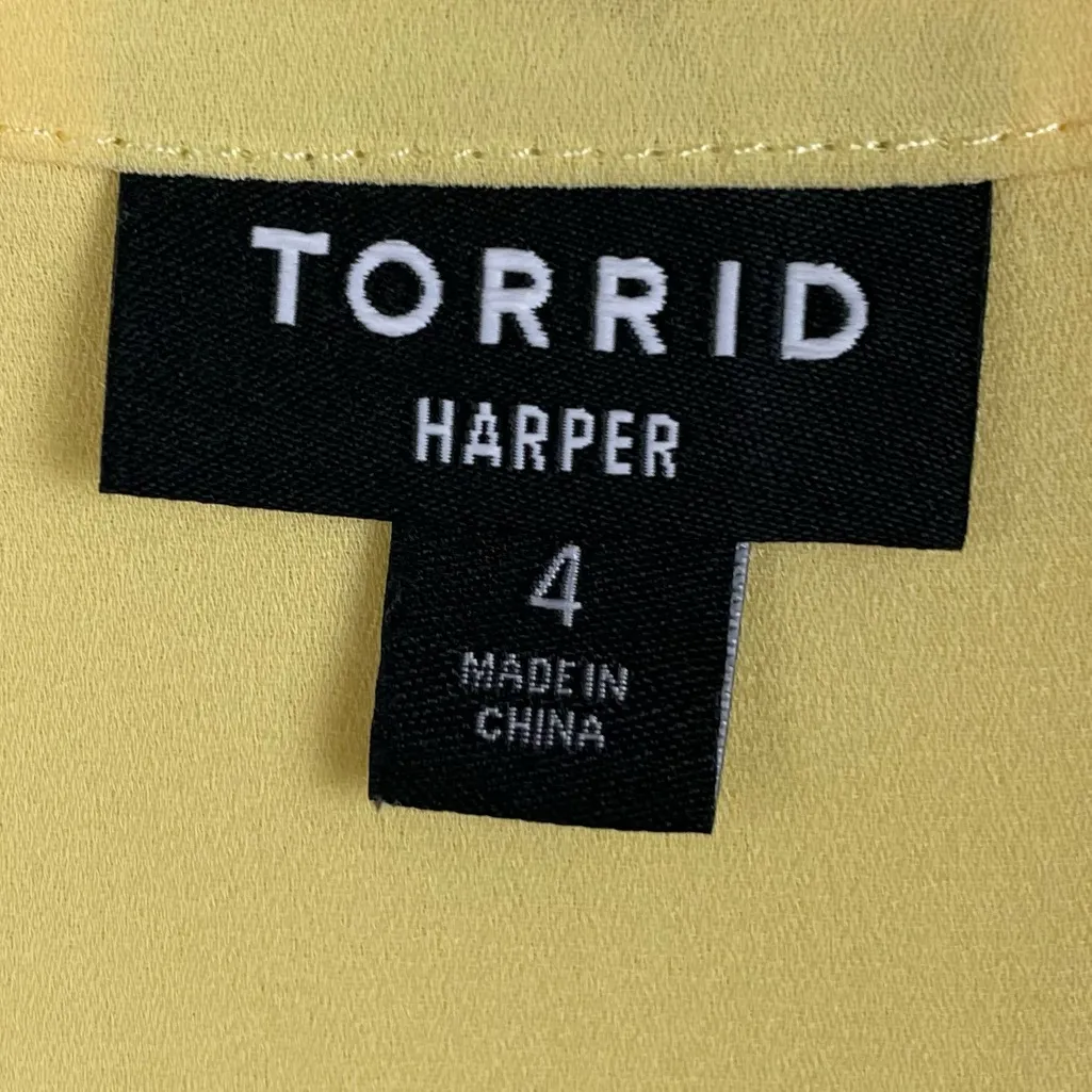 Torrid Harper 3/4 Sleeve Pullover Blouse Sundress Yellow Women's Plus Size 4X - Image 5