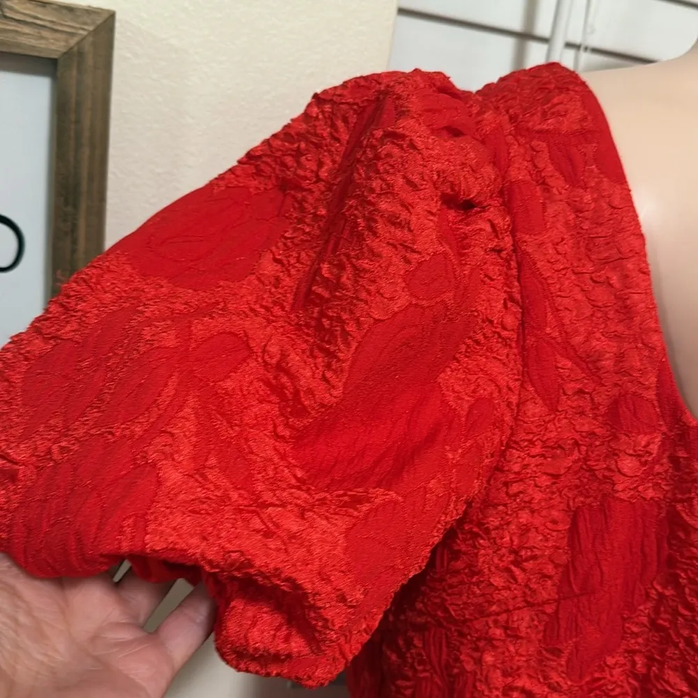 As IT MAY woman XXLarge orange red puff sleeve woman dress Saks website sold out Size XXL - Image 6