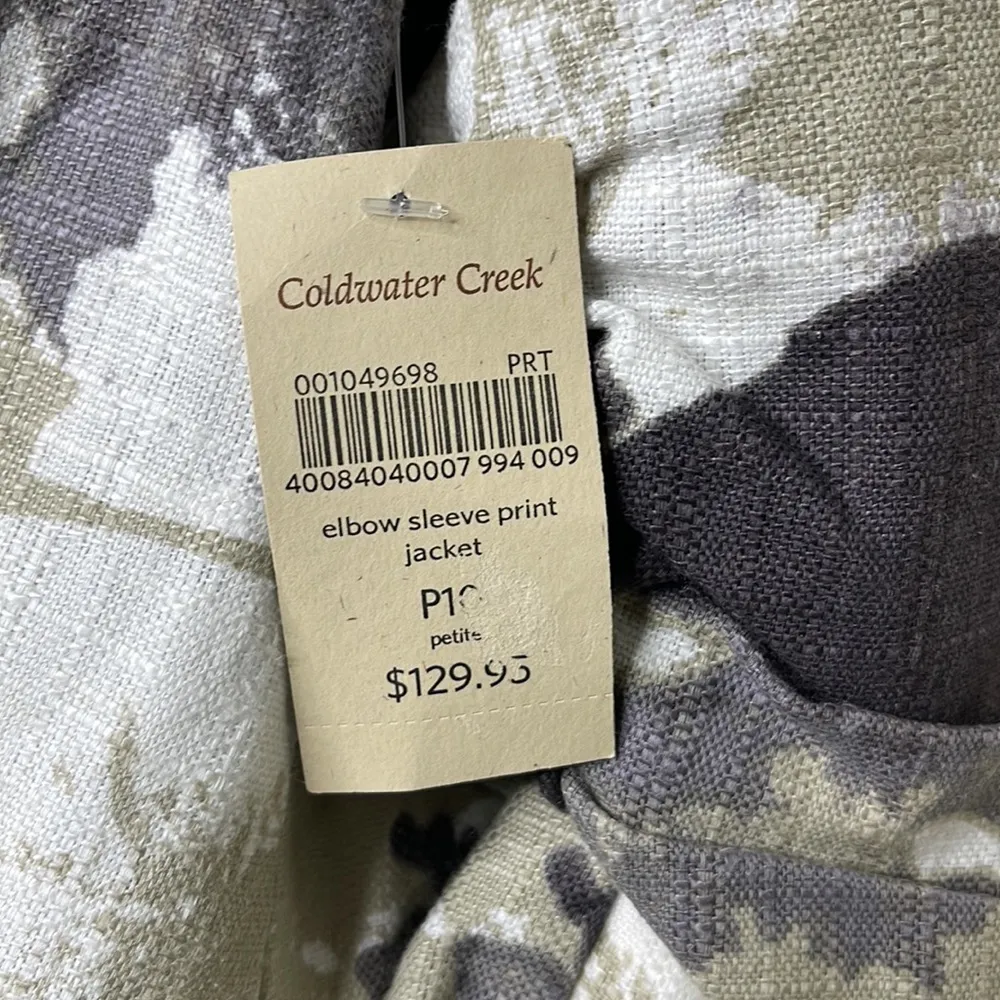 NWT! Coldwater Creek Elbow Sleeve Print Jacket Size 10P - Image 3