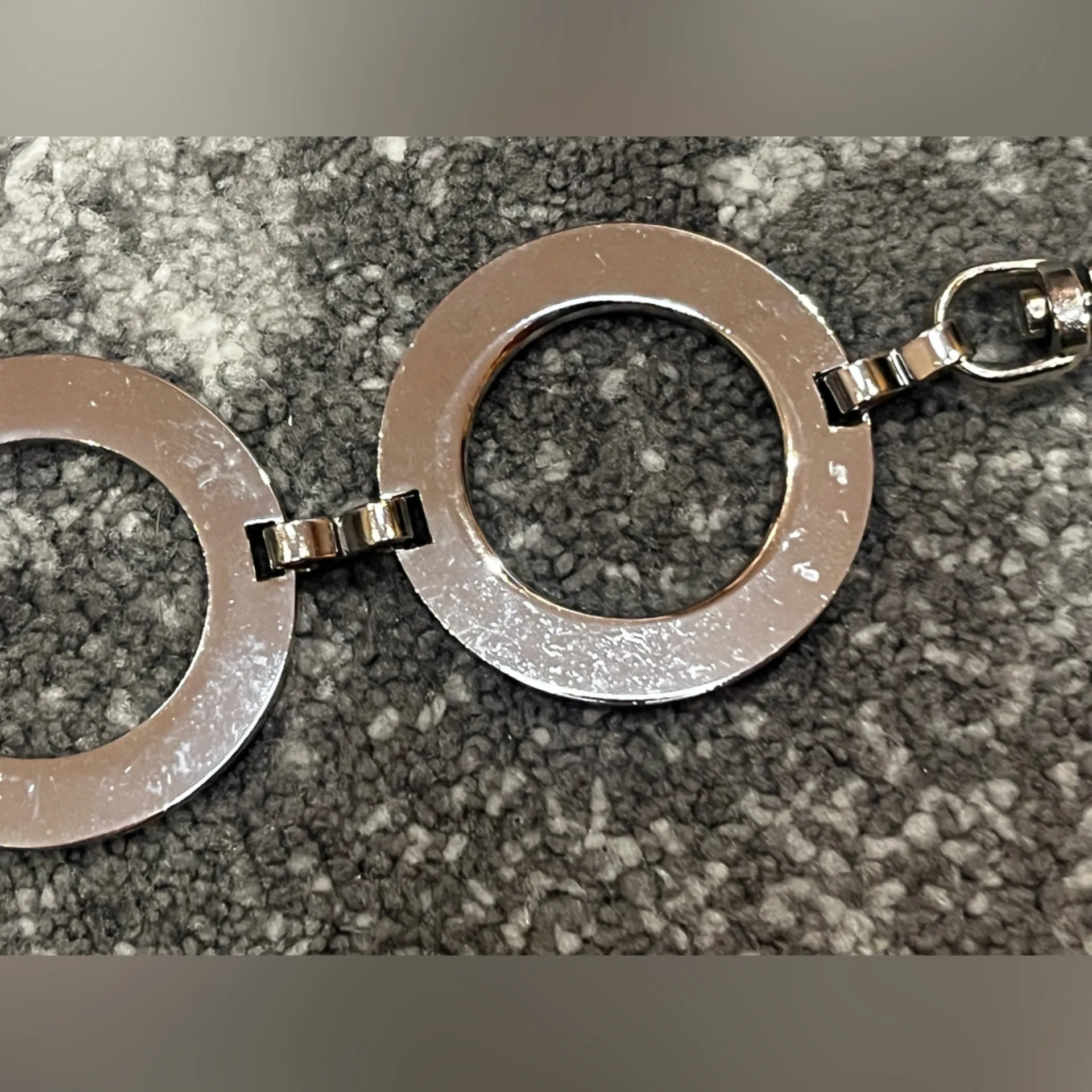 Vintage Peachy nude color enamel silver tone metal chain links belt - Image 6