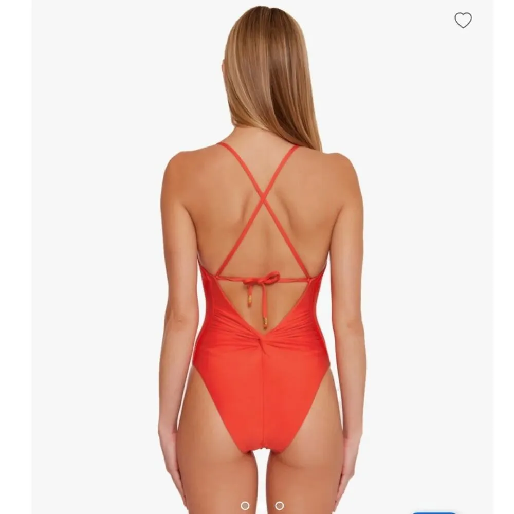 NEW Trina Turk Monaco One Piece Swimsuit Twist Back Flame Red/Orange $154 12 - Image 4
