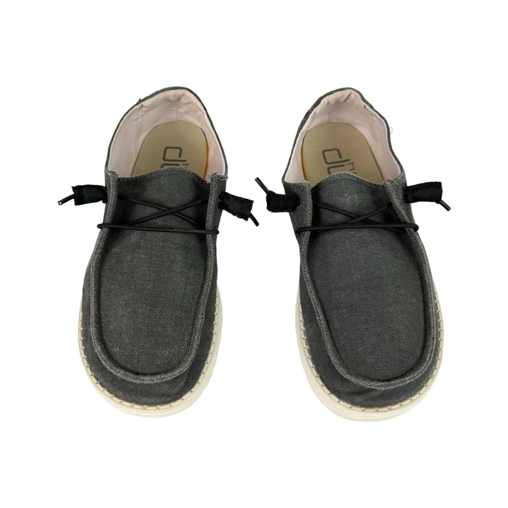 Hey Dude Wendy Chambray Moccasin Slip On Shoe Sz 7 Dark Grey Black - Image 4