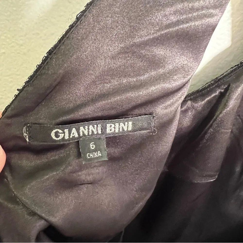 Gianni Bini Jasmine Black and Gold Embroidered Lace A-Line Mini Dress - Image 13