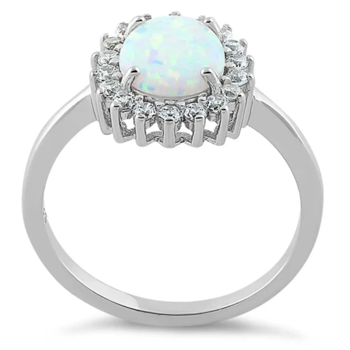 SIZE 9 925  Oval White Lab Opal CZ Ring - Image 2