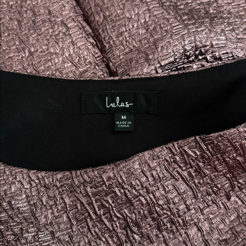 Lulus Modern Dream Pink Metallic Jacquard One-Shoulder Mini Dress EUC - Image 5