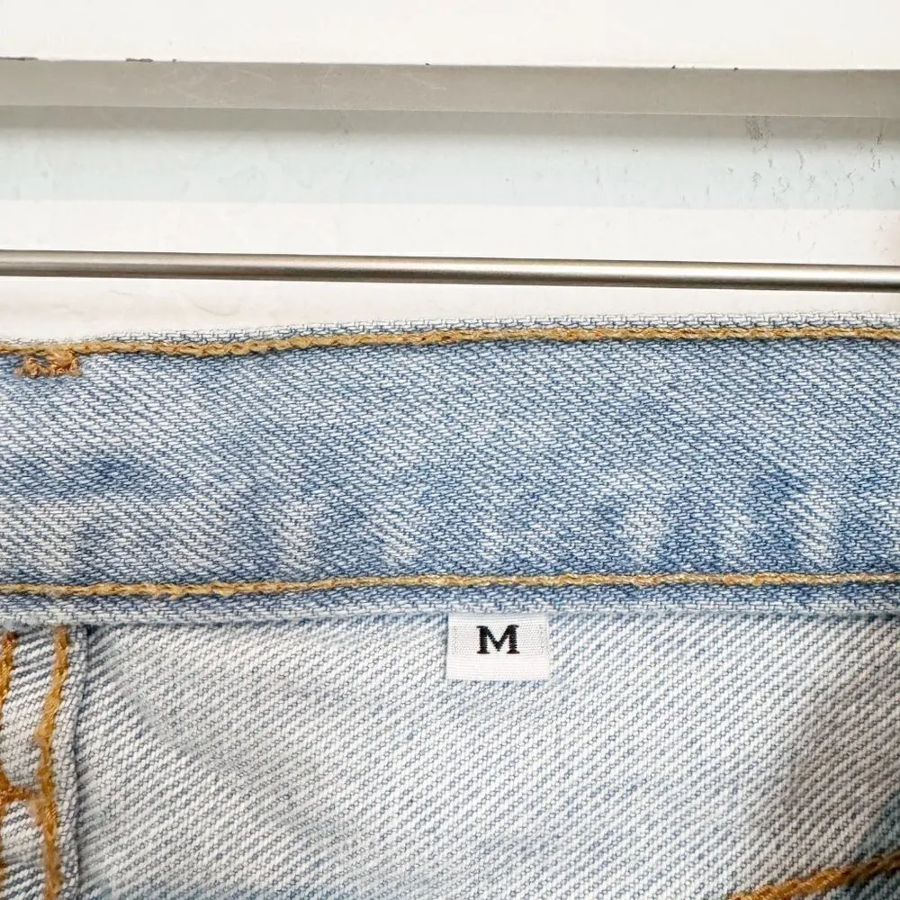 John Galt Light Wash Blue Jean Shorts Brandy‎ Melville Frayed Hem Size Medium - Image 5