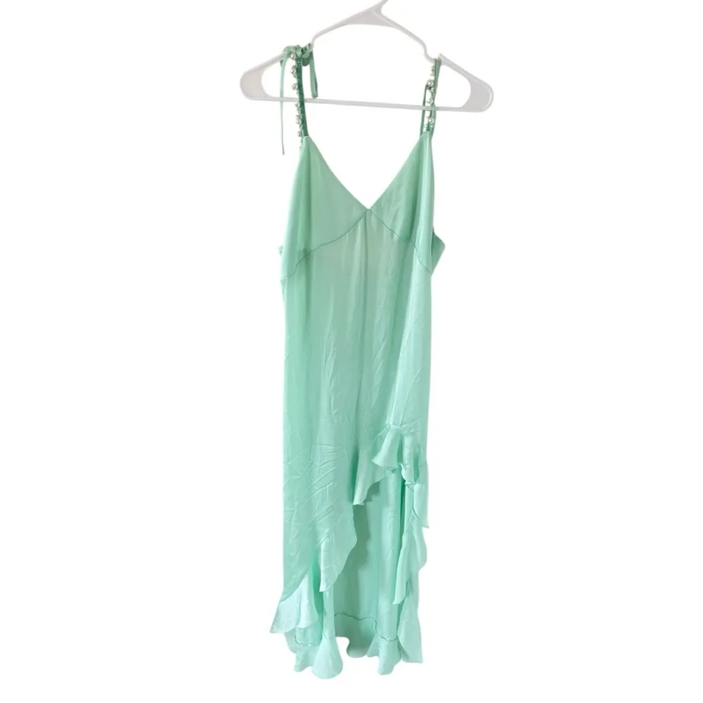 For Love and Lemons Lady Luck Pearl Strap Slip Dress Mint - Image 2