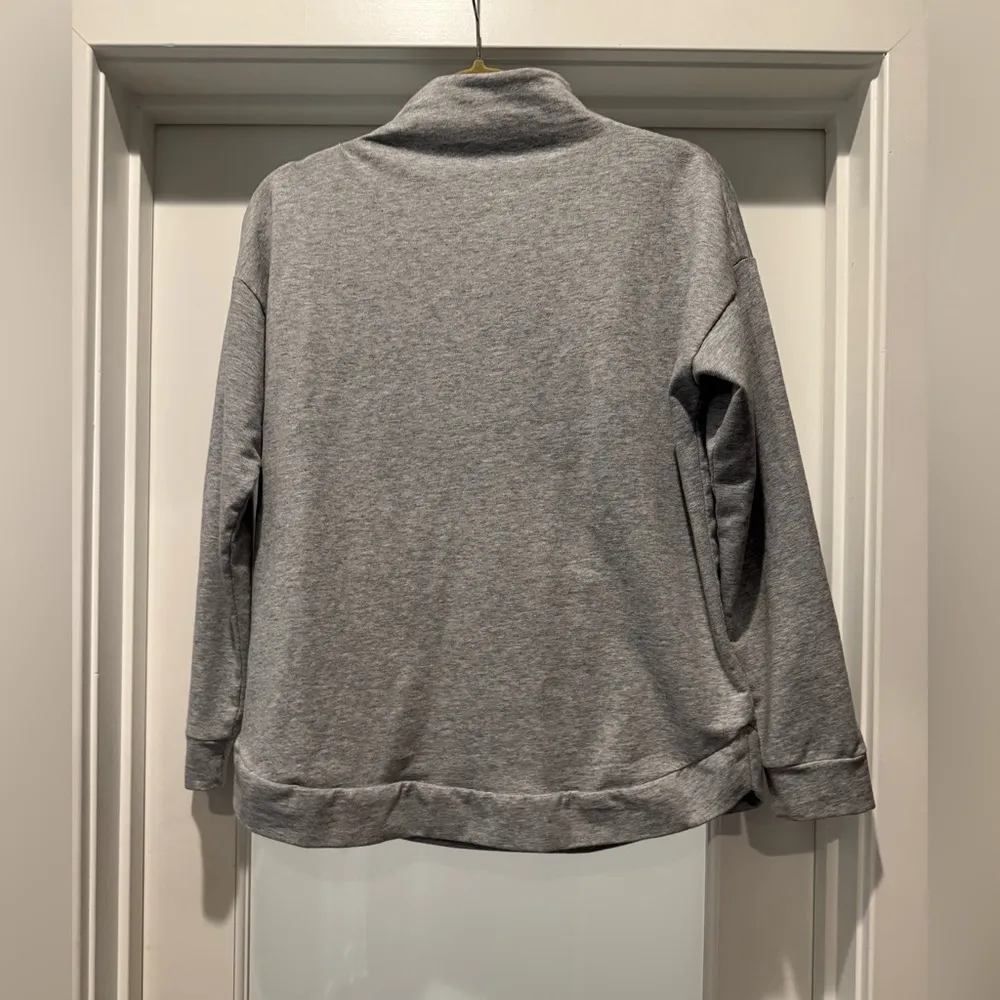 Michael Kors Heather Gray Side Zip Mock Neck Pullover Size M - Image 3