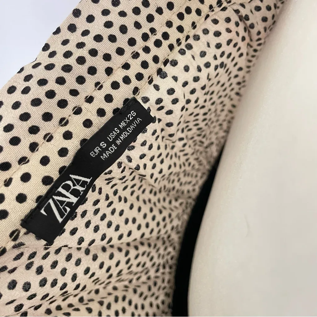 Zara Polka Dot Ruched Dress - Image 4