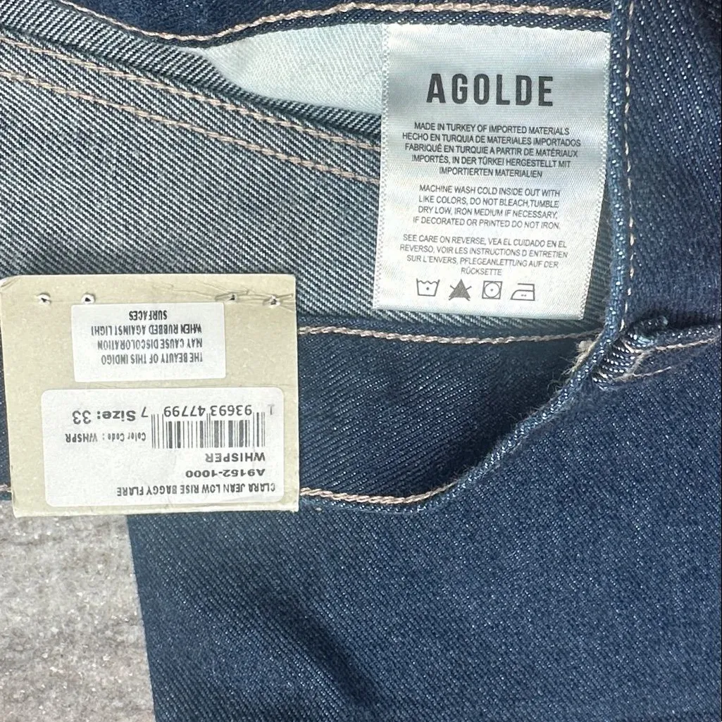 NWT Agolde Clara Low Rise Baggy Flare Jean in Whisper Plus Sz 33 - Image 4