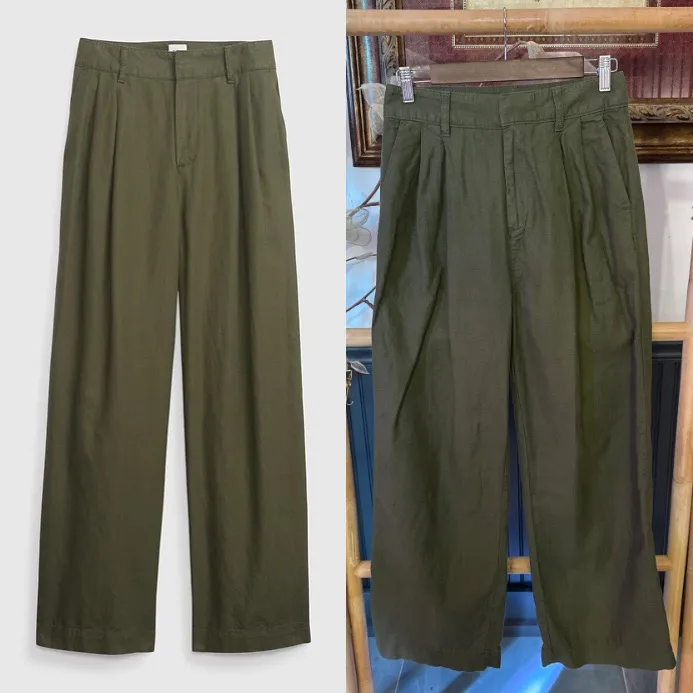Gap Pleated Linen Cotton Trouser Pants in Olive Green Sz 4 💚🍄 - Image 2