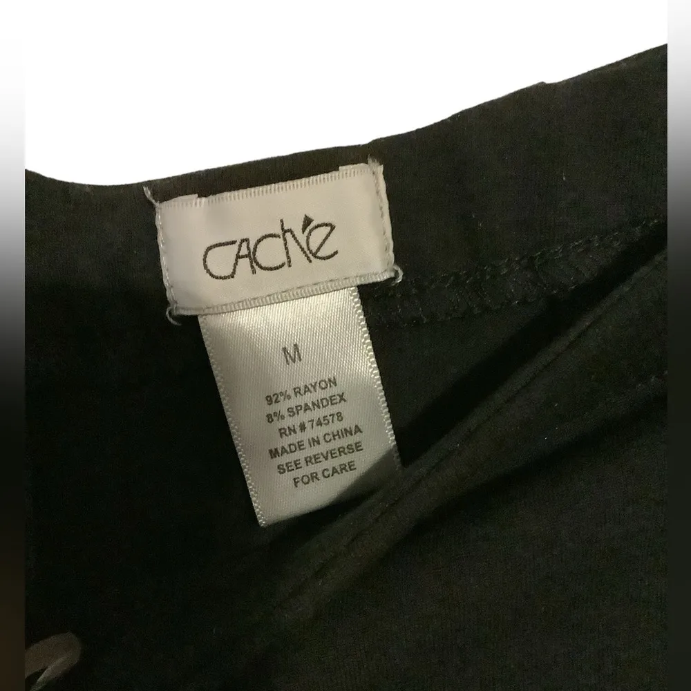 CACH’E Women’s Black Polyester Fitted Ruched Pencil Skirt Back Zipper Stretchy. Size M - Image 2