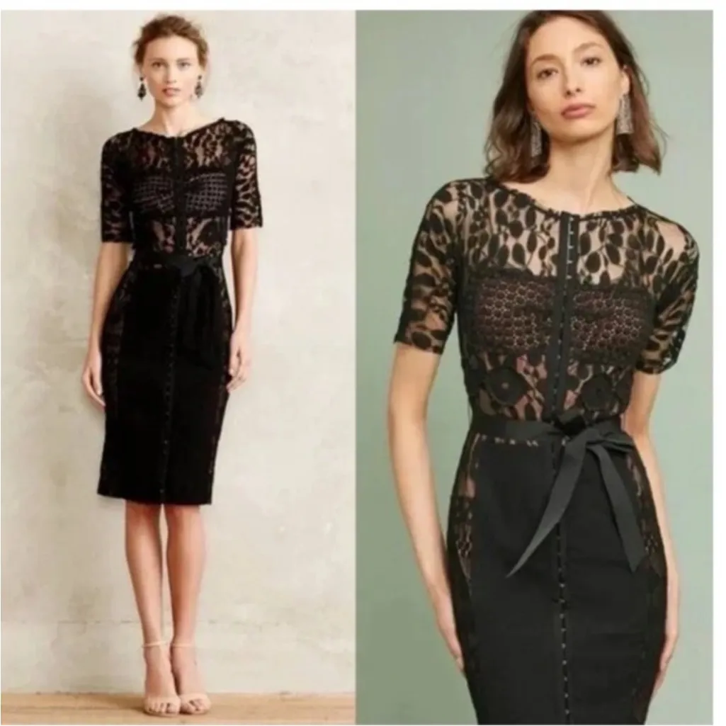Anthropologie Beguile by Byron Lars Carissima black lace sheath dress Size 4 - Image 2