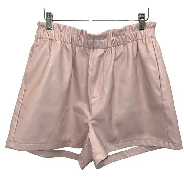 Steve Madden‎ Womens High Rise Elastic Waist Faux Leather Short Pink Medium NWT - Image 2