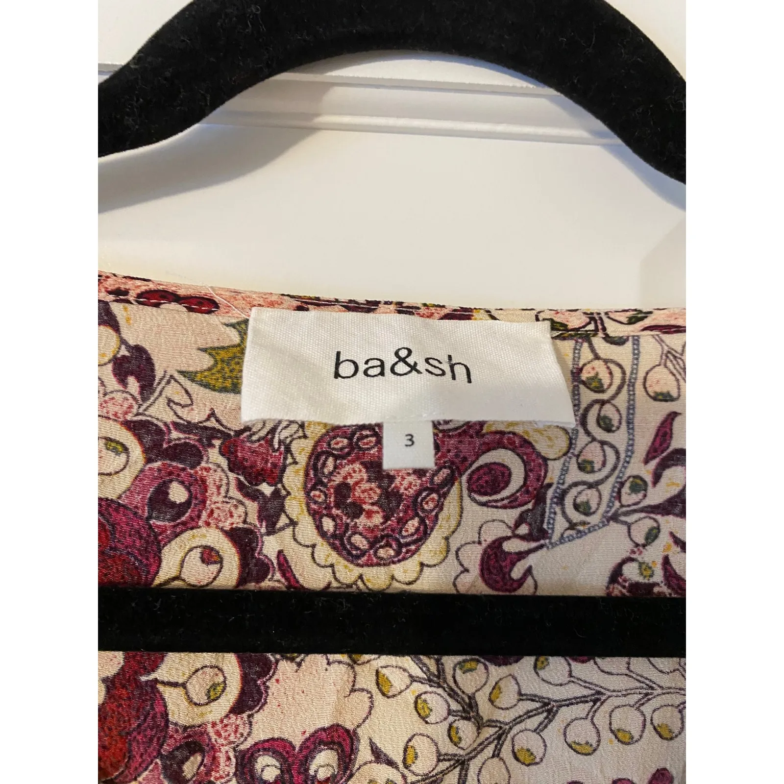 ba&sh Zelda Babydoll Paisley Empire Waist Cream Mini Dress Large Boho Hippie Y2K - Image 3