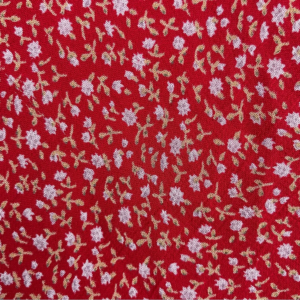 Y2K Vintage AMI Res Ditzy Floral Flouncy Cottagecore Short Sleeve Blouse XL Red - Image 7