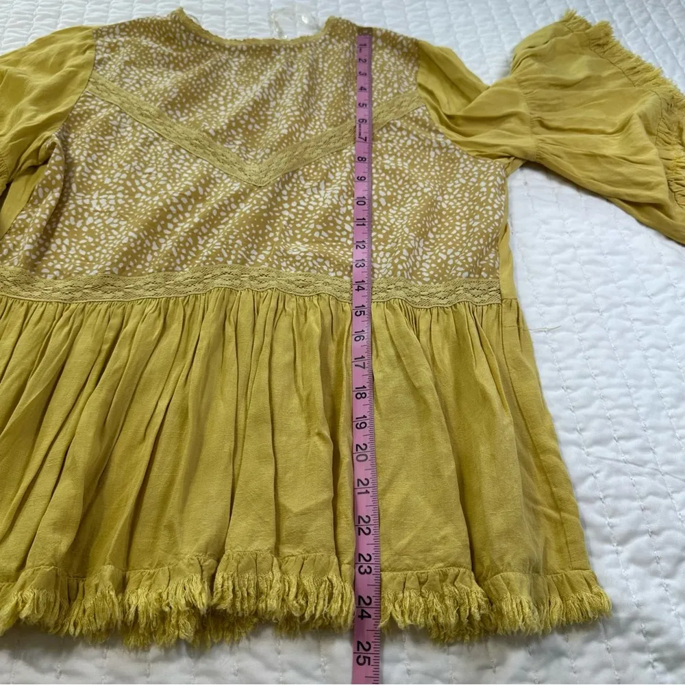 Umgee Mustard Flared Long Sleeve Blouse Size S-M - Image 4