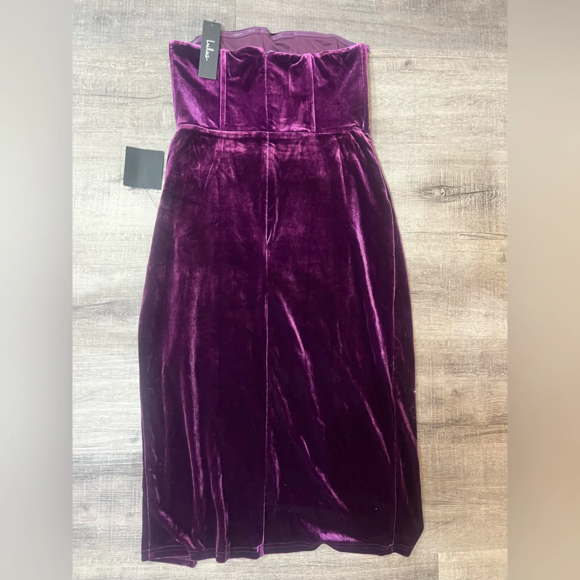LULUS Glamorous Celebrations Dark Purple Velvet Strapless Tulip Dress - Image 5