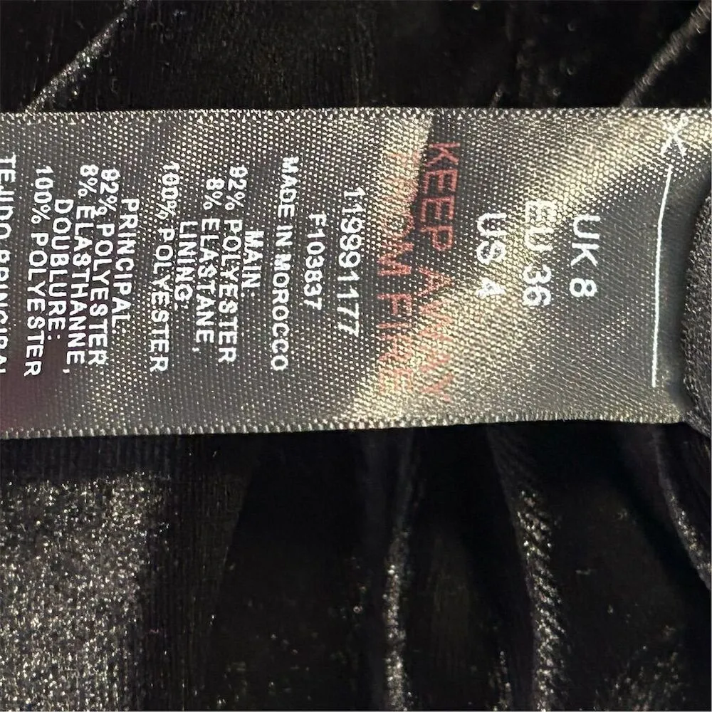 Topshop Women Black Velvet Ruched Skirt Size 4 Casual - Image 9