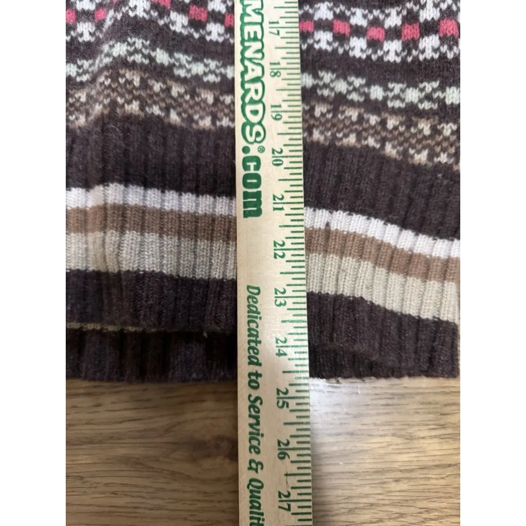 Old Navy Fair Isle Sweater V Neck Pullover Lambswool‎ Sz Large Holiday Christmas - Image 4