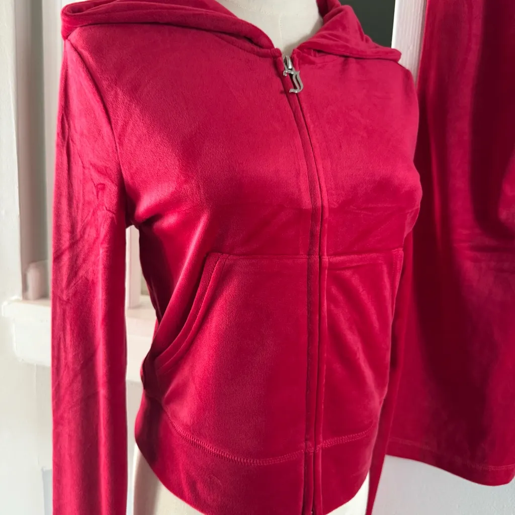 Juicy Couture Red Velour Tracksuit size large - Image 4