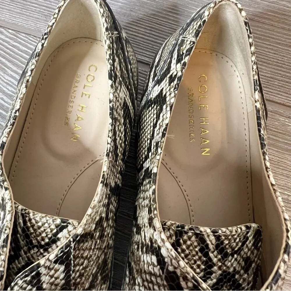 Cole Haan Python-Print Leather Oxfords sz 6 - Image 5